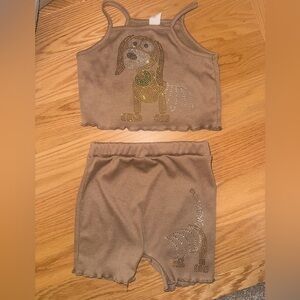 Custom made slinky dog inspired toddler girl 2-piece set